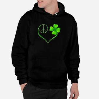 Hippie Peace And Irish Heart St Patrick's Day Hoodie - Monsterry