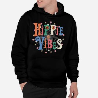 Hippie Vibes Peace Sign Love Happiness Rainbow Hearts Stars Hoodie | Crazezy CA