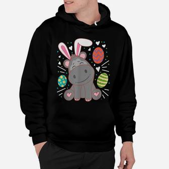 Hippo Wearing Rabbit Bunny Ears Funny Easter Sunday Hoodie | Crazezy AU