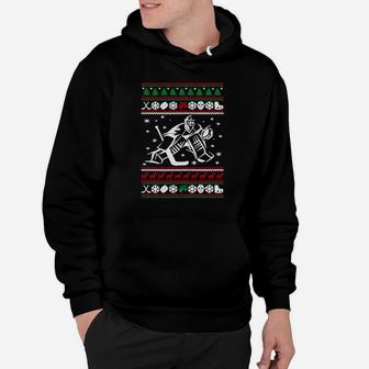 Hockey Goalie Ugly Christmas Sweater Hoodie - Thegiftio UK