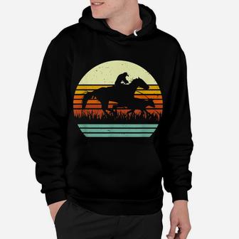 Horse And Cowboy Calf Roping Retro Sun Style Hoodie | Crazezy