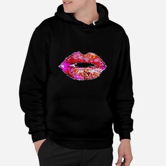 Hot Pink Lips Kiss Neon Hoodie | Crazezy