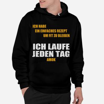 Humorvolles Fitness-Hoodie Ich laufe jeden Tag Amok, Herren, Schwarz - Seseable