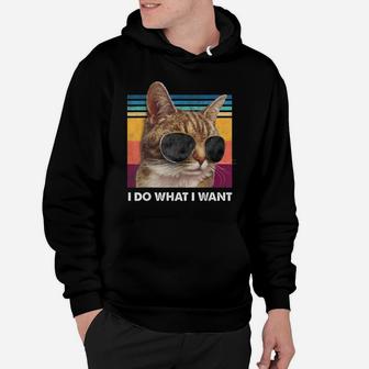 I Do What I Want Cat Lovers Sunglasses Retro Vintage Funny Hoodie | Crazezy CA