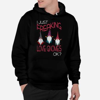 I Freaking Love Gnomes Funny Awesome Gnome Lovers Gift Raglan Baseball Tee Hoodie | Crazezy