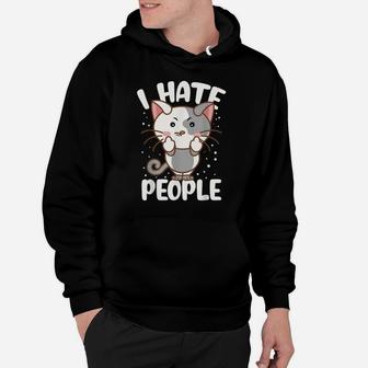 I Hate People Middle Finger Funny Cat Lovers Hoodie | Crazezy CA