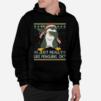 I Just Really Like Penguins Ok Ugly Christmas Cute Sweatshirt Hoodie | Crazezy
