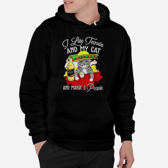 I Like Tequila And My Cat Funny Drinking Animal Lovers Tees Hoodie | Crazezy CA
