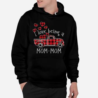 I Love Being A Mommom Red Truck With Heart Valentines Day Hoodie - Monsterry
