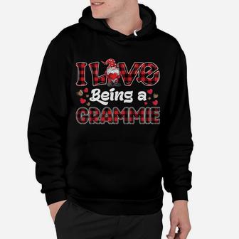I Love Being Grammie Red Plaid Hearts Gnome Valentine's Day Hoodie | Crazezy UK