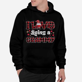I Love Being Grammy Red Plaid Hearts Gnome Valentine's Day Sweatshirt Hoodie | Crazezy DE