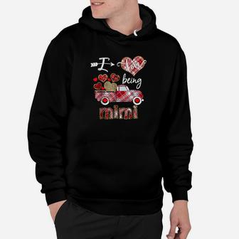 I Love Being Mimi Red Plaid Truck Hearts Valentines Day Hoodie - Monsterry
