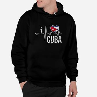 I Love Cuba Heartbeat Flag Hoodie | Crazezy