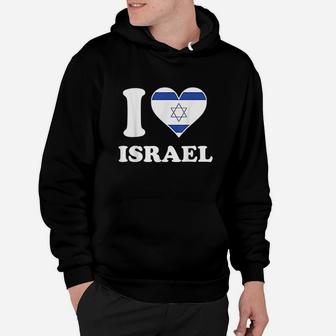 I Love Israel Israeli Flag Heart Hoodie | Crazezy