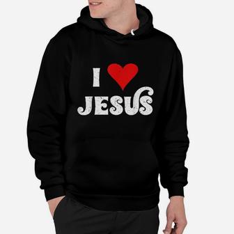 I Love Jesus Christian Faith Vintage 70S Heart Hoodie - Monsterry
