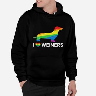 I Love Weiners Dachshund Lgbt Gay Lesbian Pride Hoodie - Monsterry