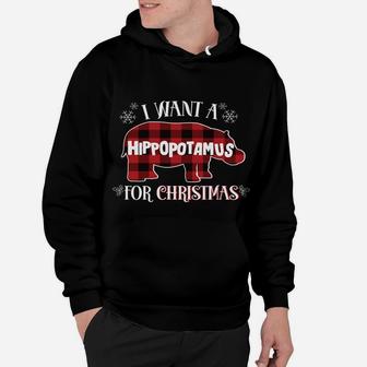 I Want A Hippopotamus For Christmas Cute Hippo Red Plaid Hoodie | Crazezy