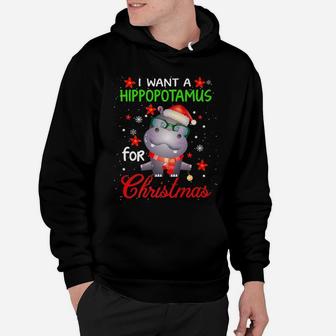 I Want A Hippopotamus For Christmas Funny Hippo Gifts Women Hoodie | Crazezy