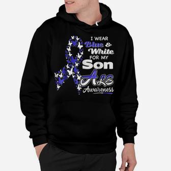 I Wear Blue And White For My Son - Als Awareness Shirt Hoodie | Crazezy