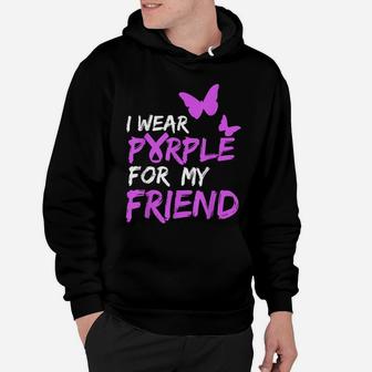 I Wear Purple For My Friend Butterfly & Ribbon Awareness Hoodie | Crazezy