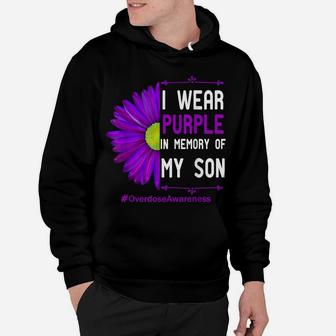 I Wear Purple Ribbon For My Son Overdose Awareness Dad Mom Hoodie | Crazezy UK