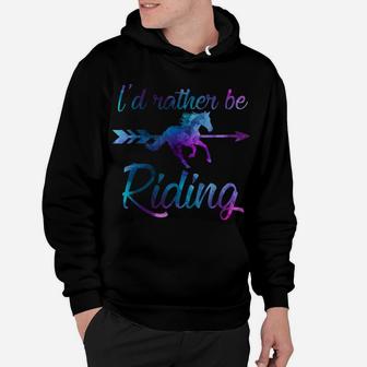 I'd Rather Be Riding Horses Equestrian Teen Girl Women Retro Hoodie | Crazezy