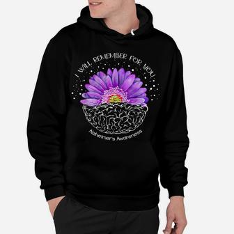 I'll Remember For You Purple Sunflower Alzheimer's Awareness Hoodie | Crazezy CA