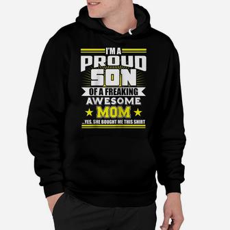 I'm A Proud Son Of A Freaking Awesome Mom Raglan Baseball Tee Hoodie | Crazezy UK