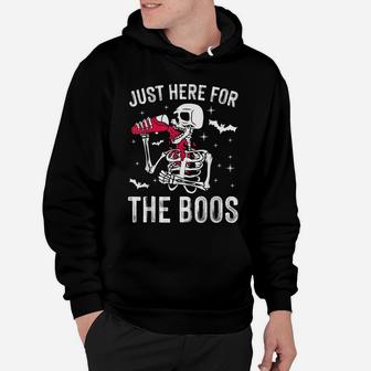 I'm Just Here For The Boos Funny Skeleton Drinking Wine Hoodie | Crazezy