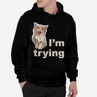 I'm Trying - Tired Kitten Cute And Funny Hoodie | Crazezy