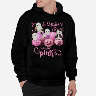 In October We Wear Pink Pumpkin, Ghost And Flower Sweatshirt Hoodie | Crazezy CA