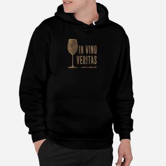 In Vino Veritas Herren Hoodie, Klassisches Weinglas-Design in Schwarz - Seseable