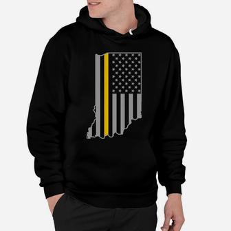 Indiana Thin Gold Line Flag Police Operator 911 Dispatcher Hoodie | Crazezy