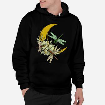 Insect Lovers Aesthetic For Women Flower Moon Dragonflies Hoodie | Crazezy CA