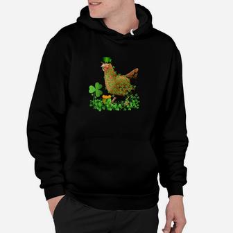 Irish Shamrock Leaf Leprechaun Hat Chicken St Patrick's Day Hoodie - Monsterry