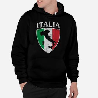 Italia Crest Map Italy Italian Flag Retro Distressed Hoodie | Crazezy