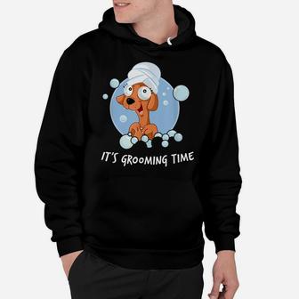 It's Grooming Time - Groomer Funny Dog In Shower Hair Towel Hoodie | Crazezy