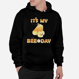 It's My 4Th Bee Day - 4 Years Old Birthday Party Girl Hoodie | Crazezy