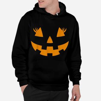 Jack O Lantern Face Pumpkin Eyelashes Hallowen Costume Funny Hoodie | Crazezy