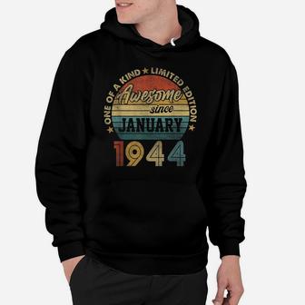 January 1944 Vintage 77 Years Old Retro 77Th Birthday Gift Hoodie | Crazezy AU