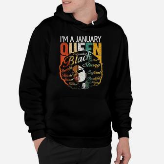 January Birthday Shirts Gift For Women - Black African Queen Hoodie | Crazezy CA