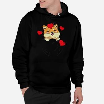 Japanese Dog Shiba Inu Pocket And Heart Valentines Day Gift Hoodie - Monsterry DE