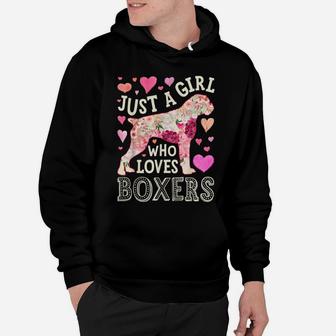 Just A Girl Who Loves Boxers Dog Silhouette Flower Floral Hoodie | Crazezy DE