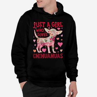 Just A Girl Who Loves Chihuahuas Dog Silhouette Flower Gifts Hoodie | Crazezy