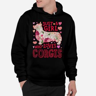 Just A Girl Who Loves Corgis Dog Silhouette Flower Floral Hoodie | Crazezy AU