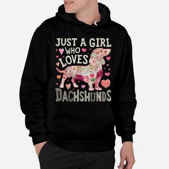 Just A Girl Who Loves Dachshunds Dog Silhouette Flower Gifts Hoodie | Crazezy