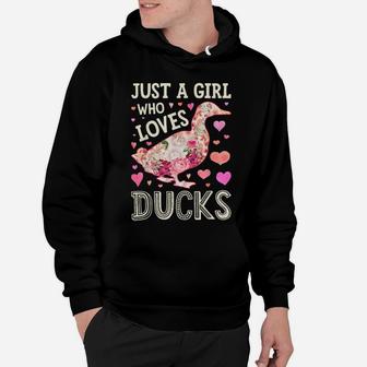 Just A Girl Who Loves Ducks Funny Duck Silhouette Flower Hoodie | Crazezy AU