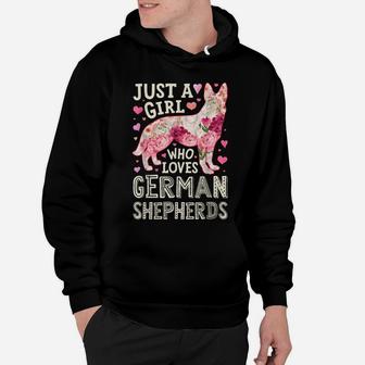 Just A Girl Who Loves German Shepherds Dog Silhouette Flower Hoodie | Crazezy AU