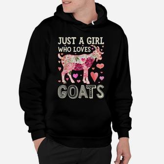 Just A Girl Who Loves Goats Funny Goat Silhouette Flower Hoodie | Crazezy CA