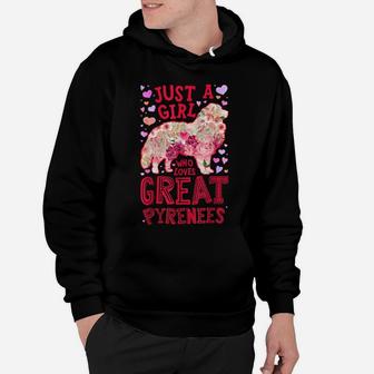 Just A Girl Who Loves Great Pyrenees Dog Flower Floral Gifts Hoodie | Crazezy AU